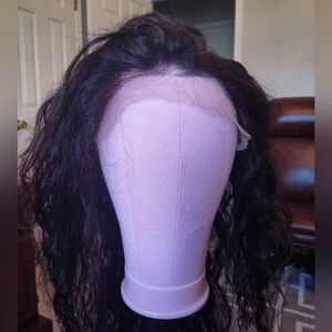100% Human Hair HD Lace Wig 28" Curly Wavy Natural Pre Plucked Bleached Knots